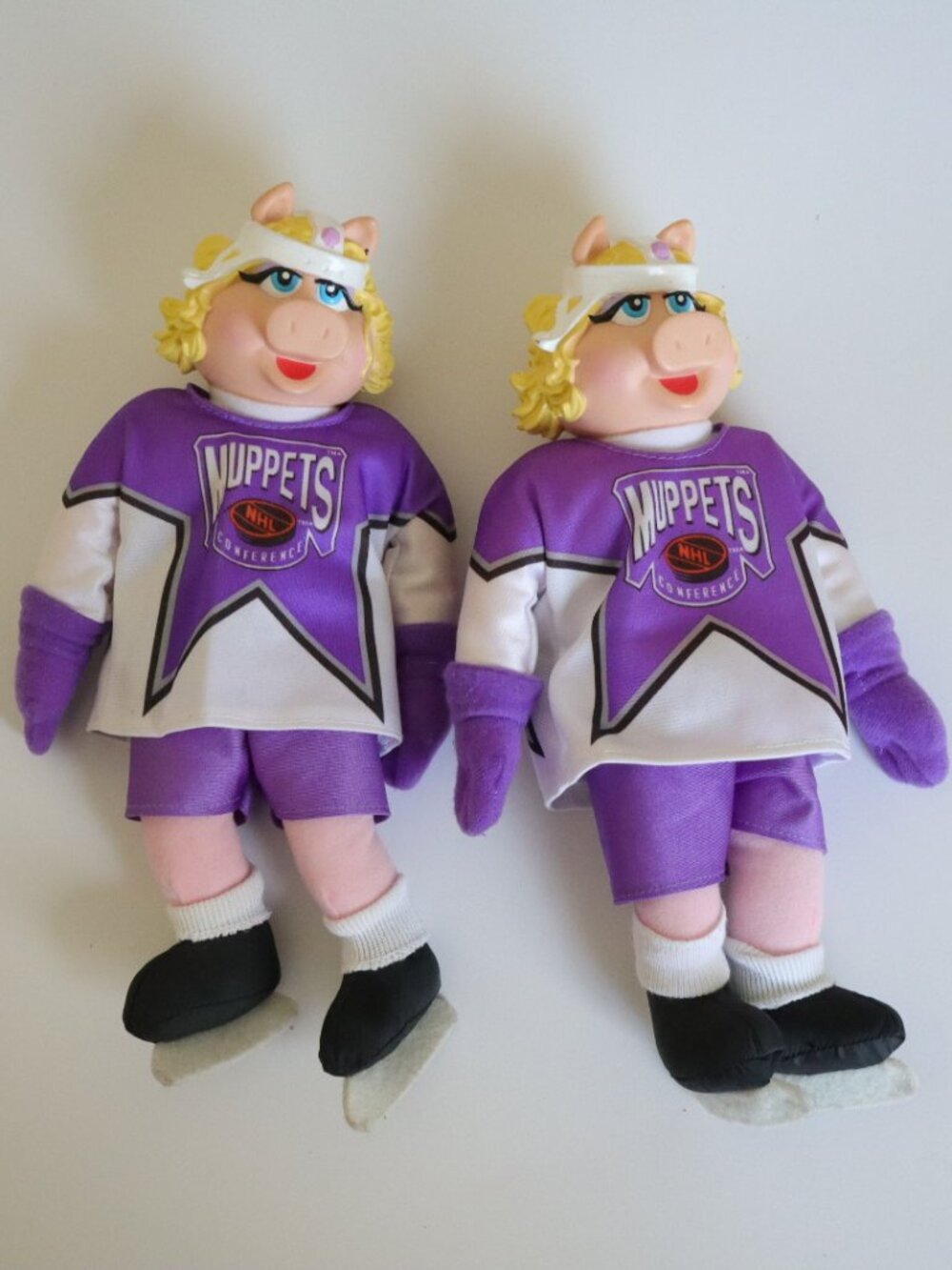 SET of 2 Vintage 1995 Miss Piggy 11" Canada McDonald's Plush Toy Muppets Ice Hoc